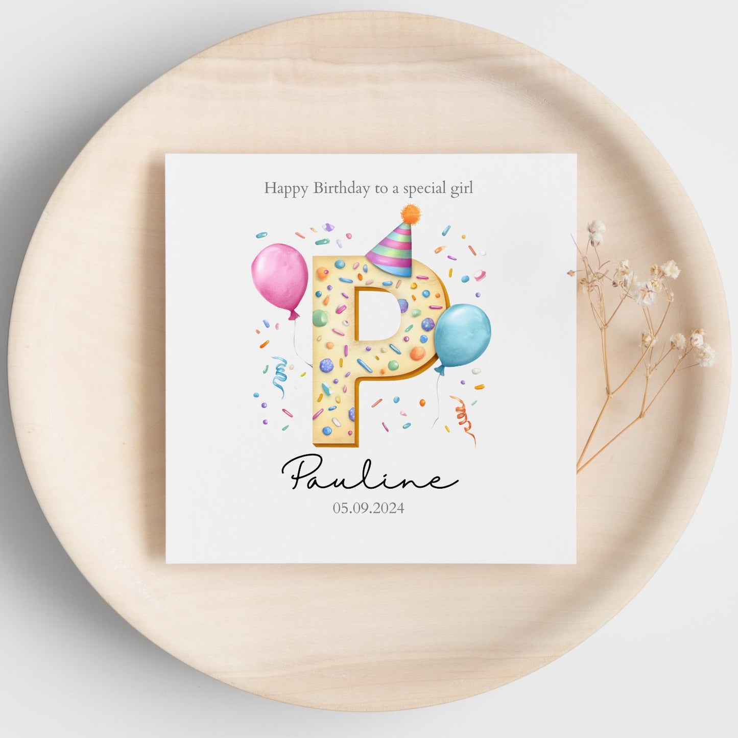 Personalised Birthday Card For Children | 2nd birthday card | 1st Birthday Card | Party Balloon Initial Card RD17
