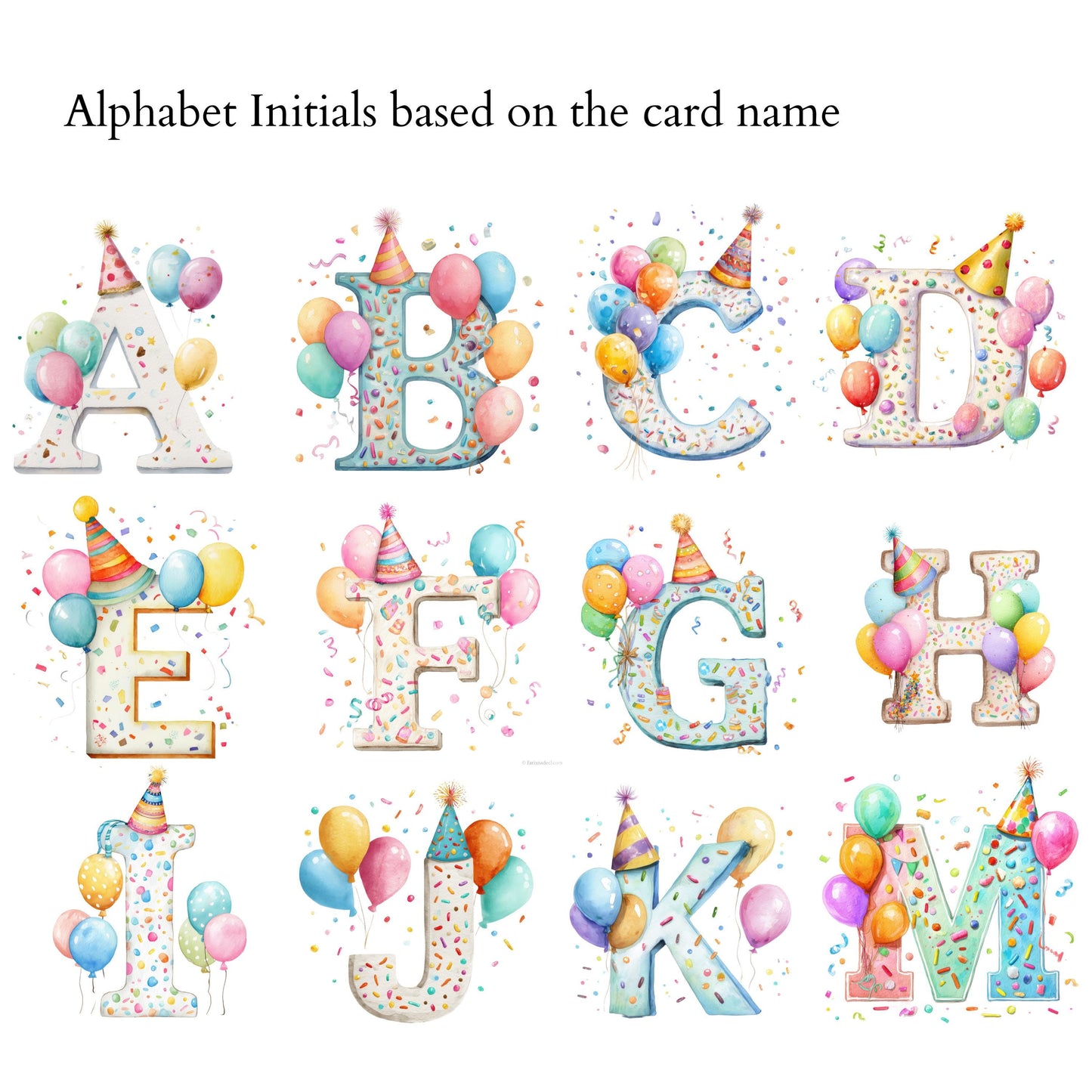 Personalised Birthday Card For Children | 2nd birthday card | 1st Birthday Card | Party Balloon Initial Card RD17