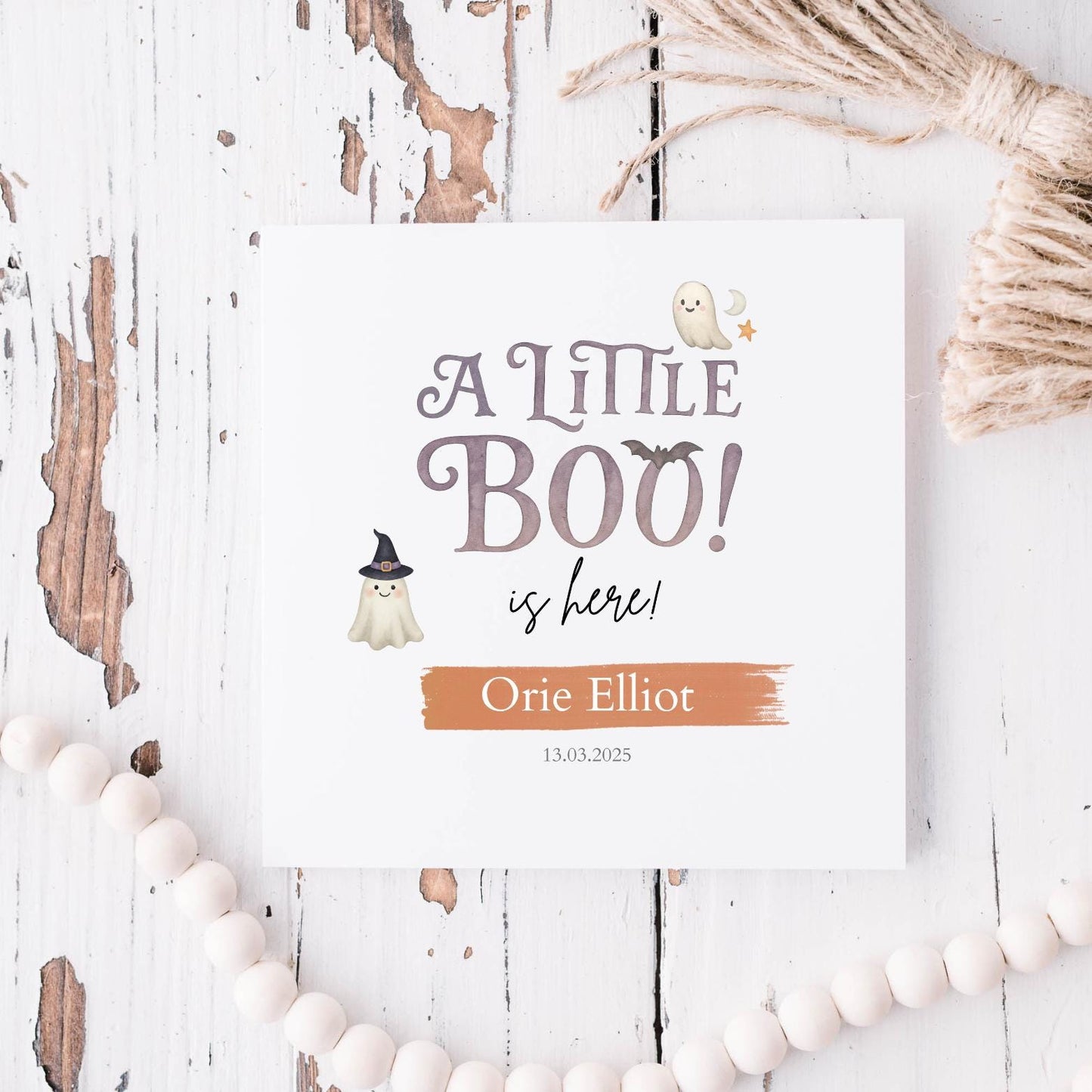 Personalised Halloween New Baby Card| Welcome to the world Halloween card | Halloween Card for new baby| Little Boo is here card