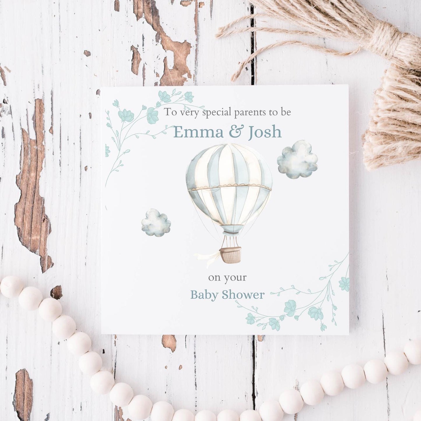 Personalised Mom to Be Card - Baby Shower Card - Blue Balloon Card- Personalised Card For Mum RD49