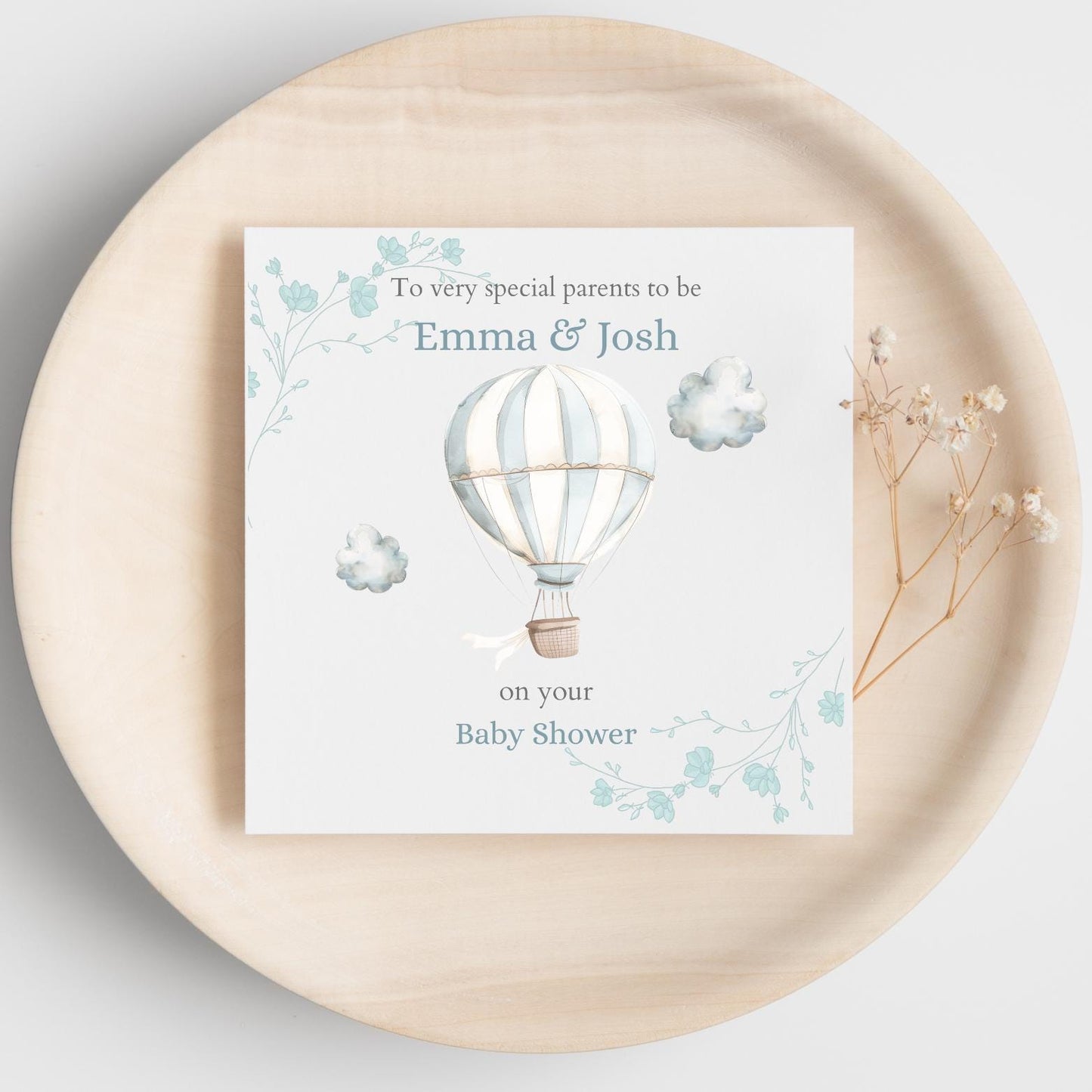 Personalised Mom to Be Card - Baby Shower Card - Blue Balloon Card- Personalised Card For Mum RD49