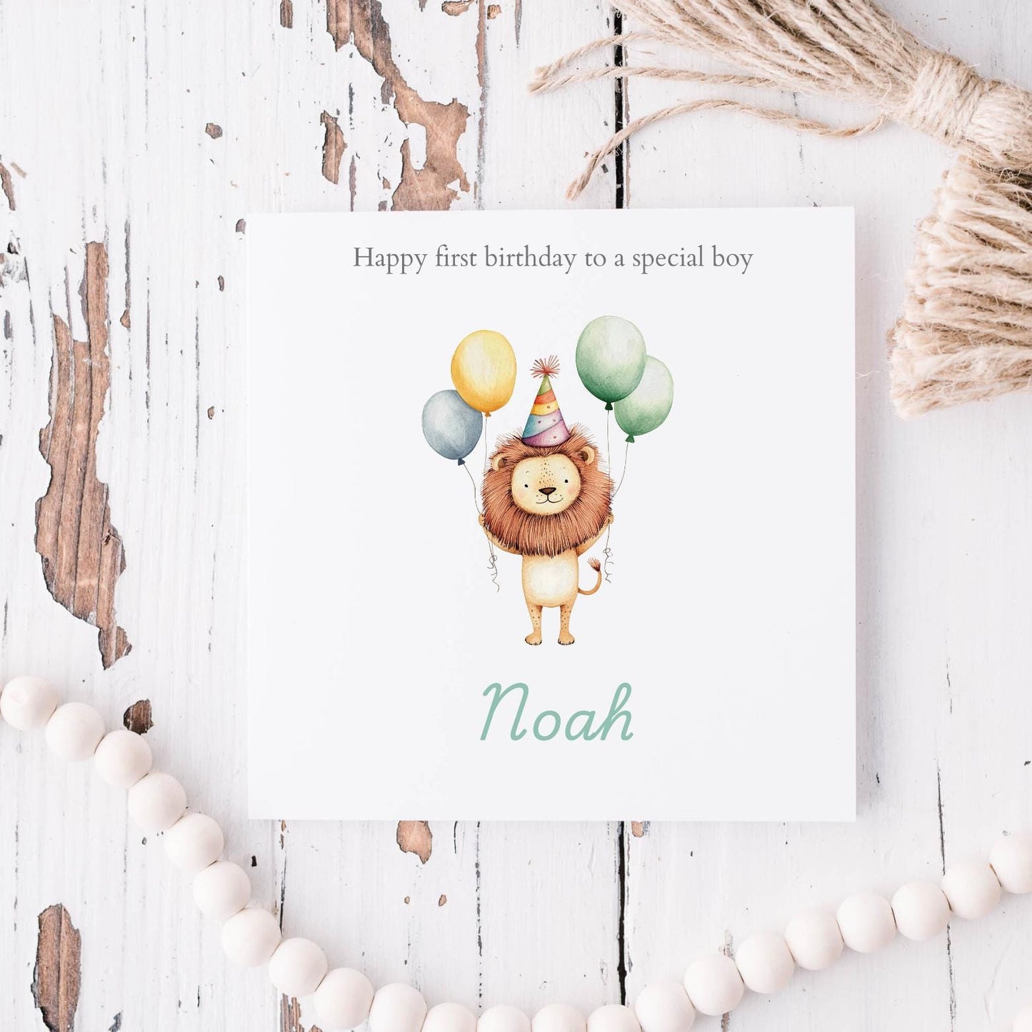 Personalised Child Birthday Card Safari Animals |Child birthday Animal Card | First Birthday Card for Boy |Safari Birthday Card for Son RD55