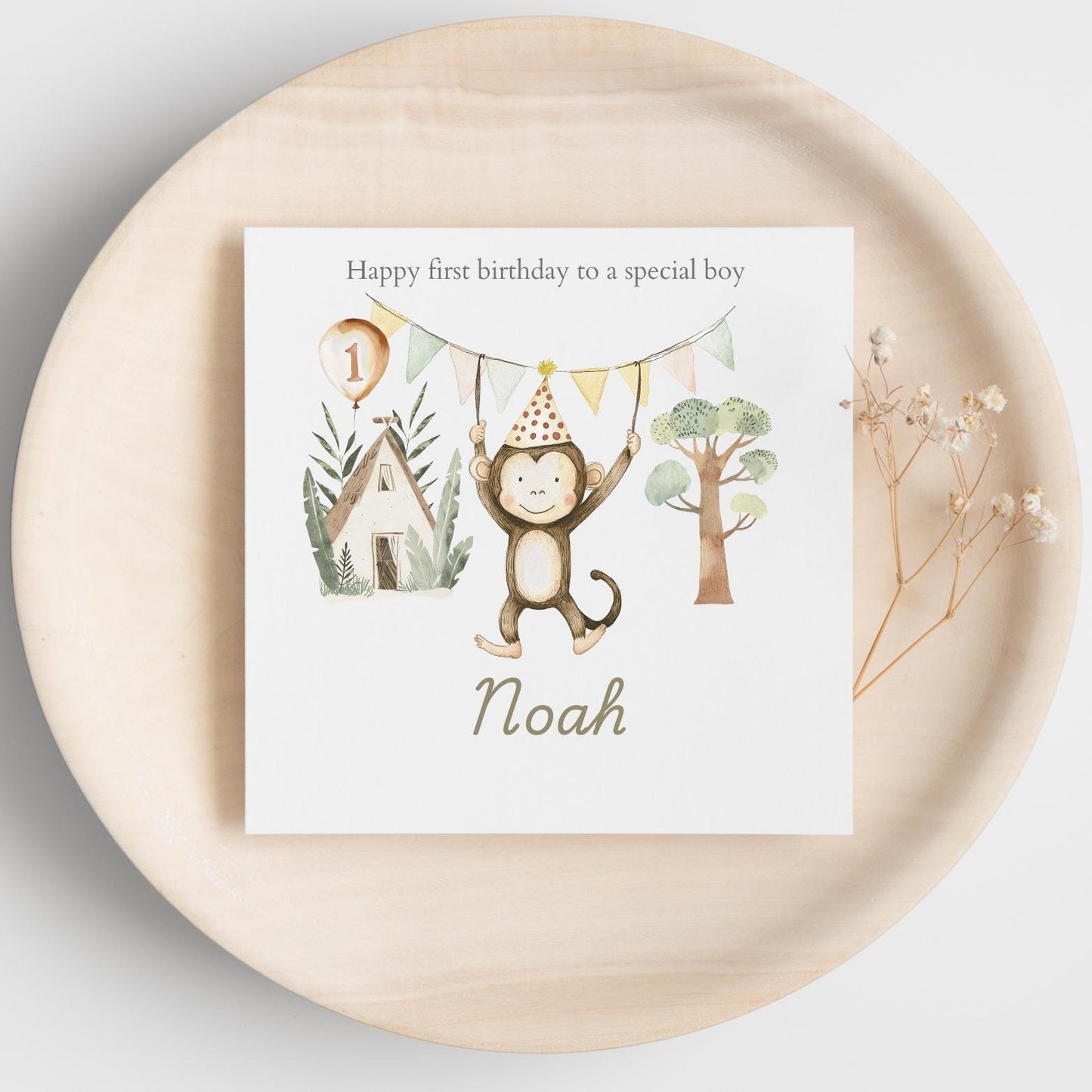 Personalised First Birthday Card Safari Animals | 1st birthday Animals card | First Birthday Card for Boy |1st Birthday Card for Son RD56