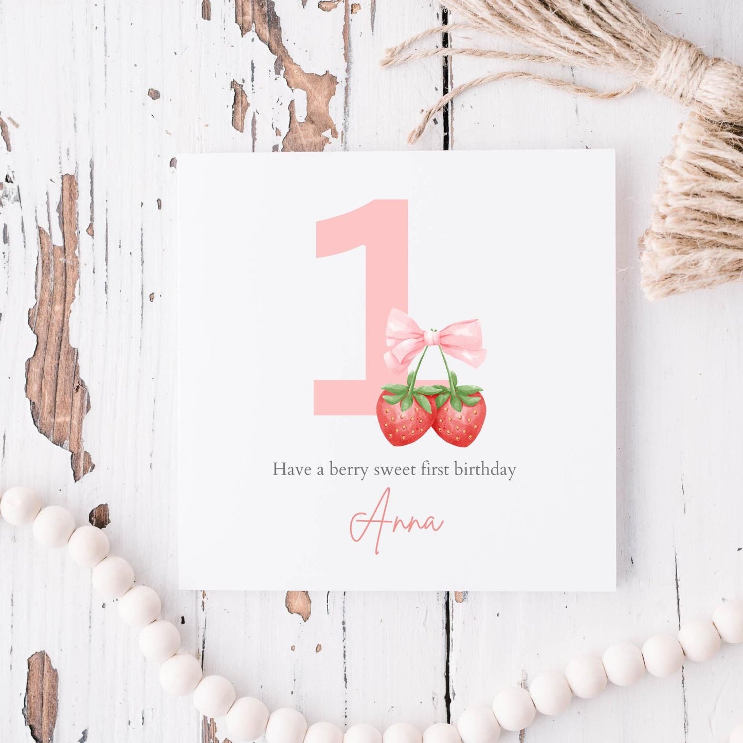 Personalised First Birthday Berry Card| 1st birthday Berry Strawberry Card | First Birthday Card for Girl |Birthday Card for Daughter