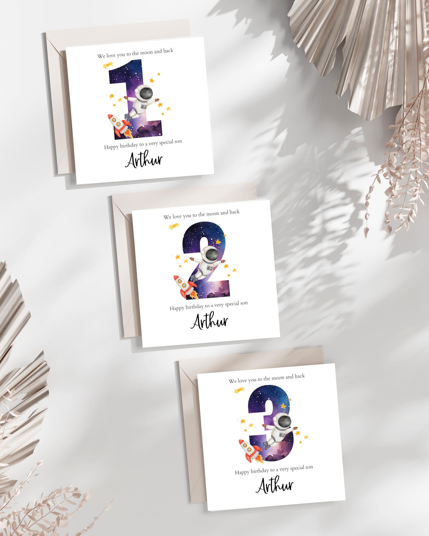 Personalised 1st 2nd 3rd Birthday Card, First Birthday Space Card, Boys, 1st 2nd 3rd Birthday Personalised Galaxy Birthday Card