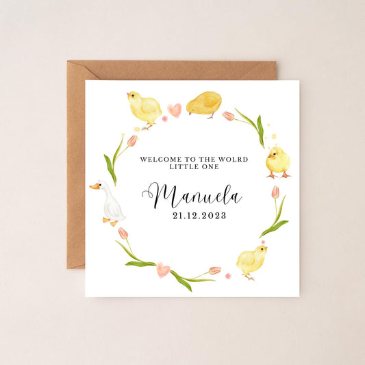 Personalised New Baby Card - Welcome to the World Card - Keepsake - Newborn - Personalised Goose Newborn Card