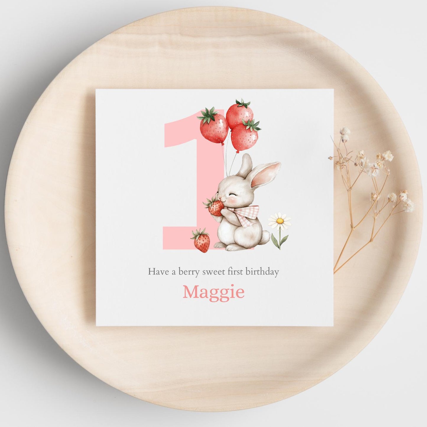 Personalised First Birthday Berry Card| 1st birthday Berry Strawberry Card | First Birthday Card for Girl |Birthday Card for Daughter