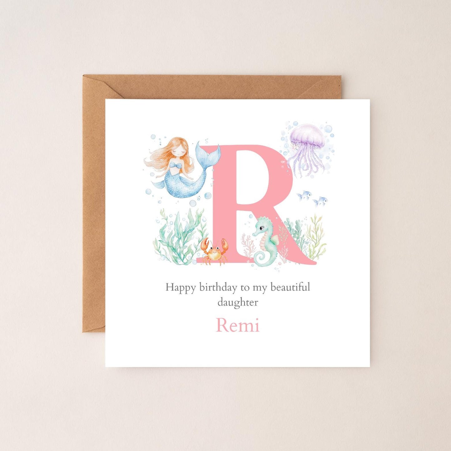 Personalised First Birthday Card Under the sea mermaid | child birthday Ocean card| 1stBirthday Card for Girl, Daughter, Granddaughter