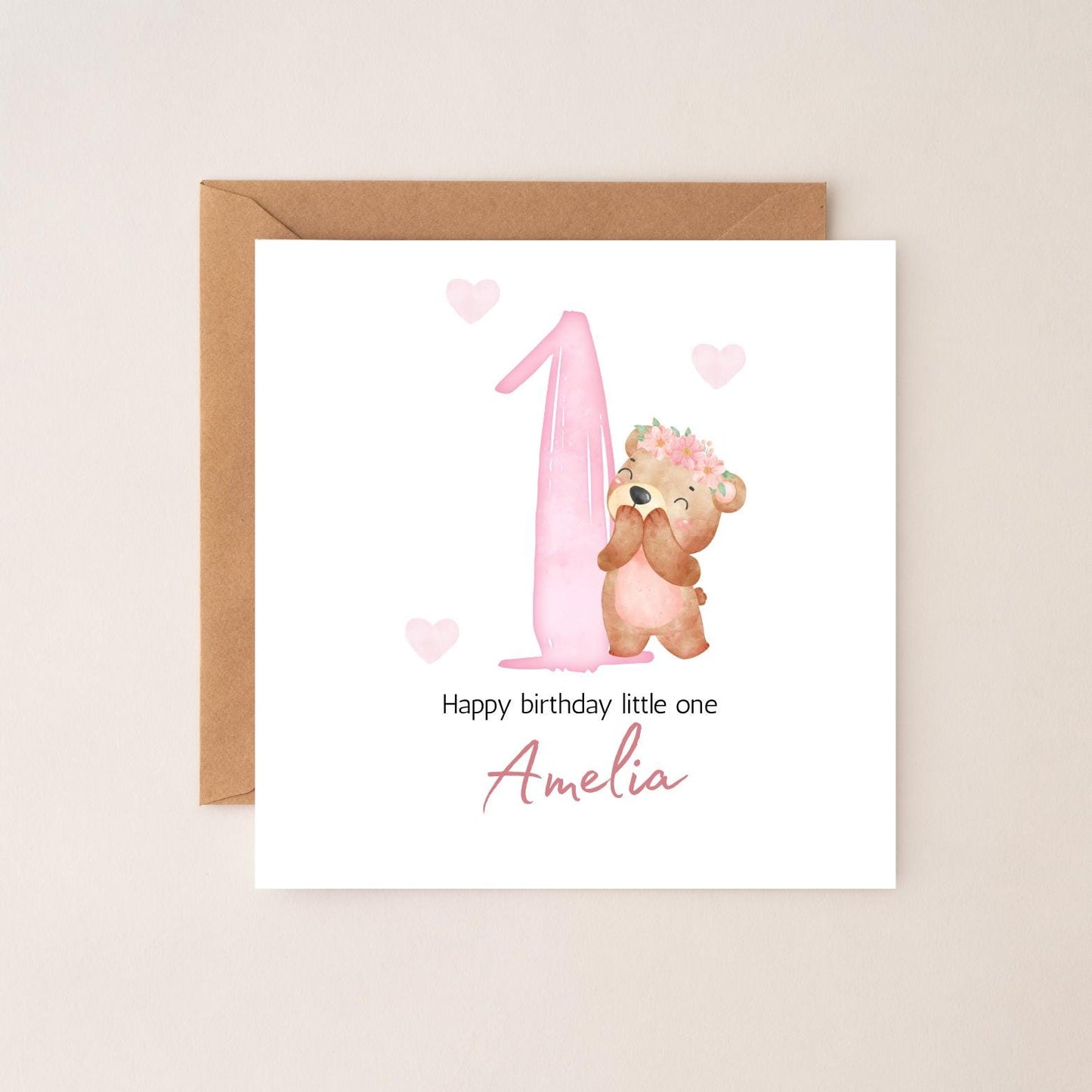 Personalised First Birthday Card For Children| One birthday card | First Personalised Birthday Card | Baby Girl Card
