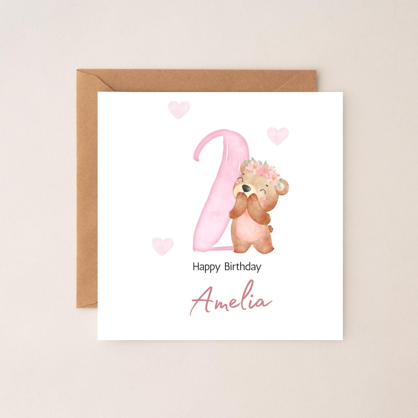 Personalised Second Birthday Card For Children| Two birthday card | Second Personalised Birthday Card | Baby Girl Card