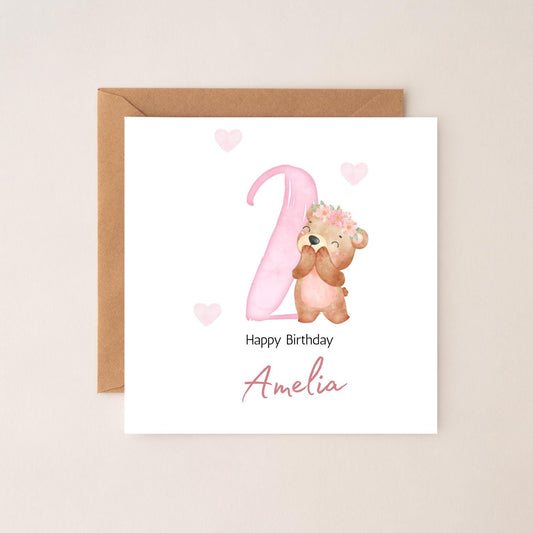 Personalised Second Birthday Card For Children| Two birthday card | Second Personalised Birthday Card | Baby Girl Card