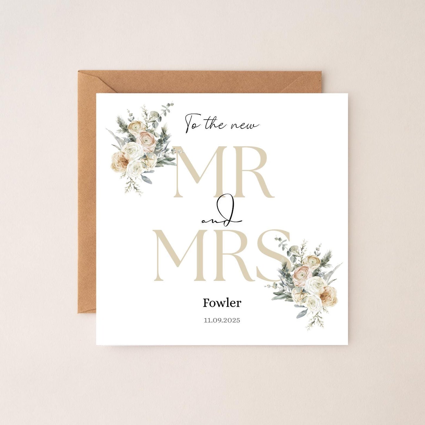 Personalised Mr & Mrs Wedding Card, To the New Mr and Mrs Card, Neutral Wedding Card