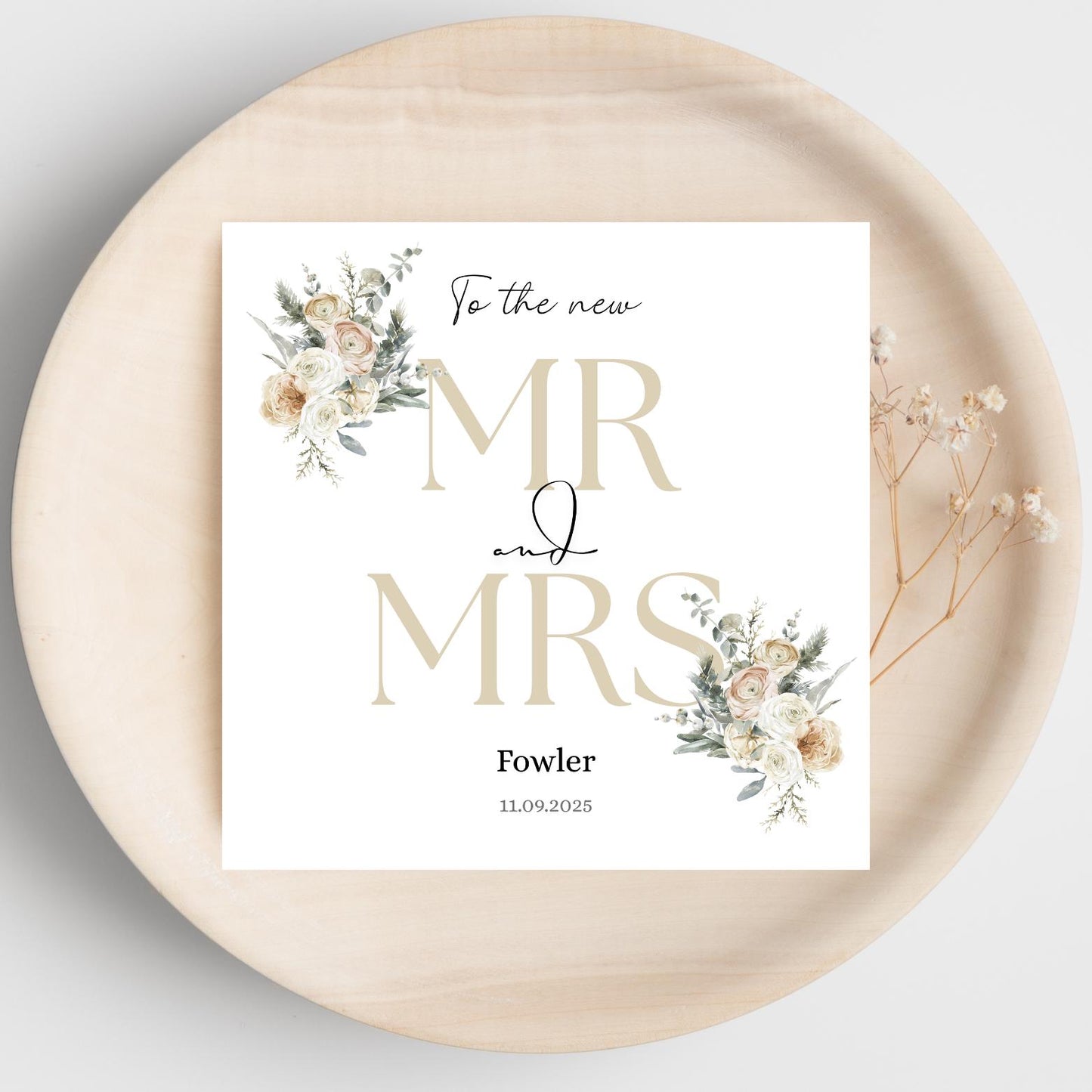 Personalised Mr & Mrs Wedding Card, To the New Mr and Mrs Card, Neutral Wedding Card