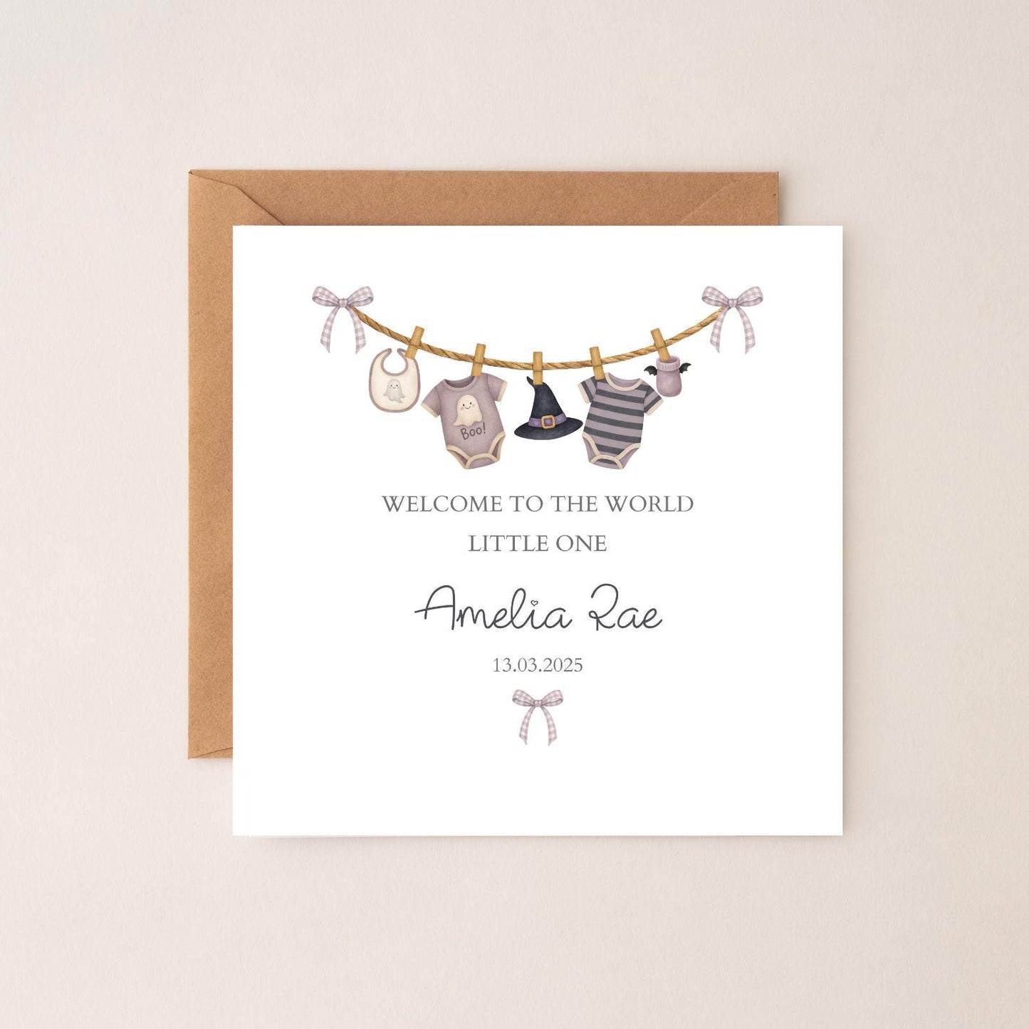 Personalised Halloween New Baby Card| Welcome to the world Halloween card | Halloween Card for baby, Any Relation, Little Boo is here card