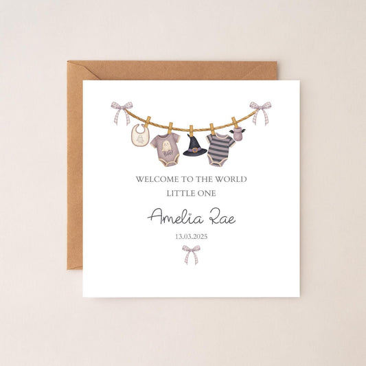 Personalised Halloween New Baby Card| Welcome to the world Halloween card | Halloween Card for baby, Any Relation, Little Boo is here card