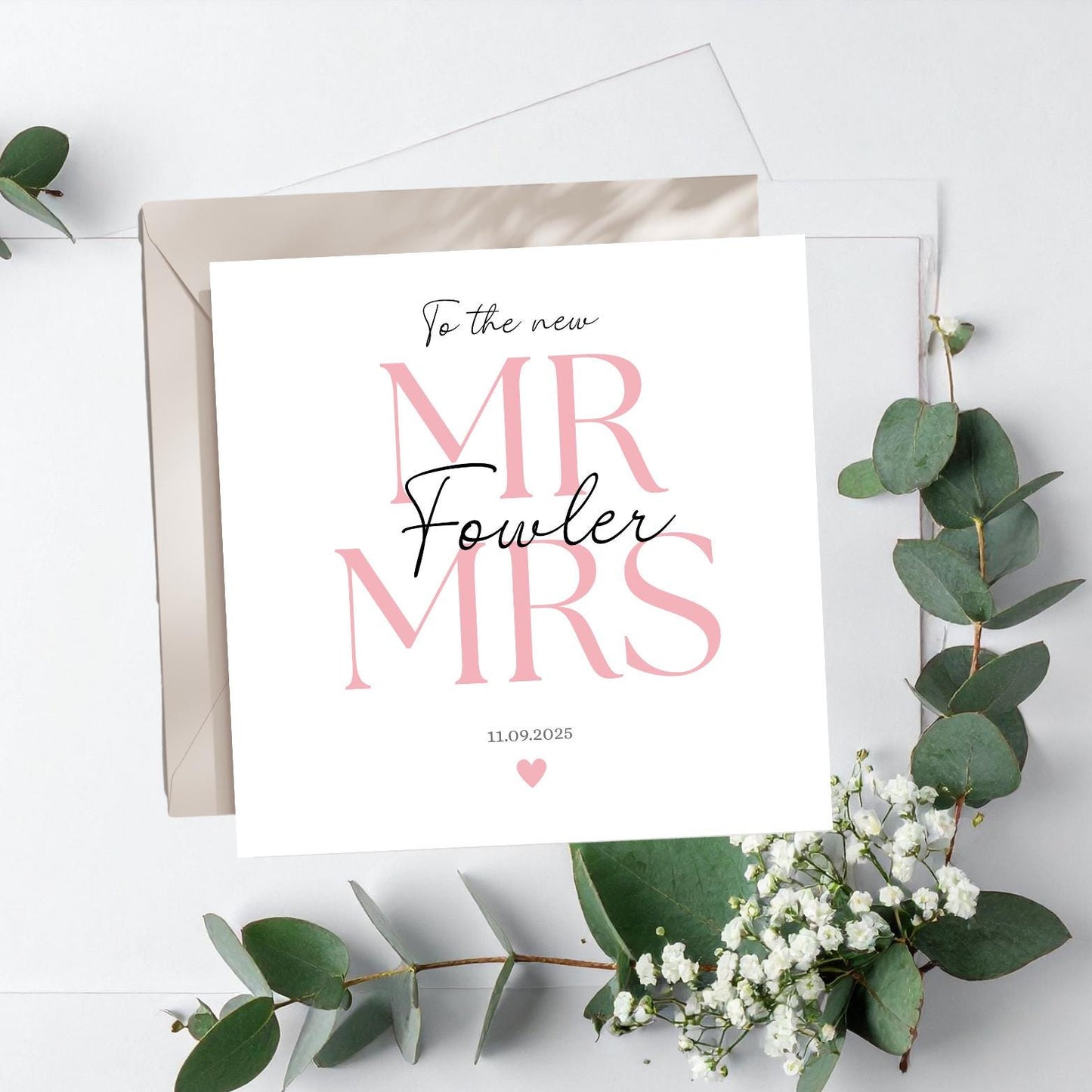Personalised Mr & Mrs Wedding Card, To the New Mr and Mrs Card, Colour Choices, Wedding Card