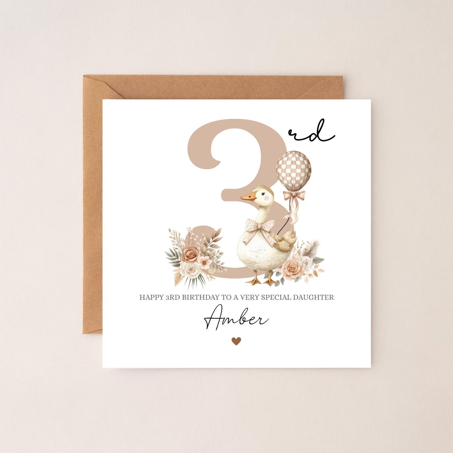 Personalised First Birthday Card Neutral | 1st, 2nd. 3rd birthday silly goose card | Any Age and Relation | Vintage Silly Goose Card
