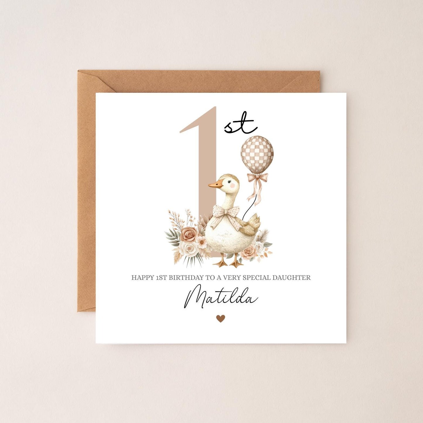 Personalised First Birthday Card Neutral | 1st, 2nd. 3rd birthday silly goose card | Any Age and Relation | Vintage Silly Goose Card