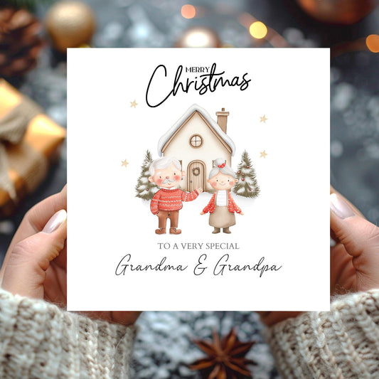 Personalised Grandparents Christmas Card, Merry Christmas Nana Grandad Card, Christmas Card for grandma and grandpa