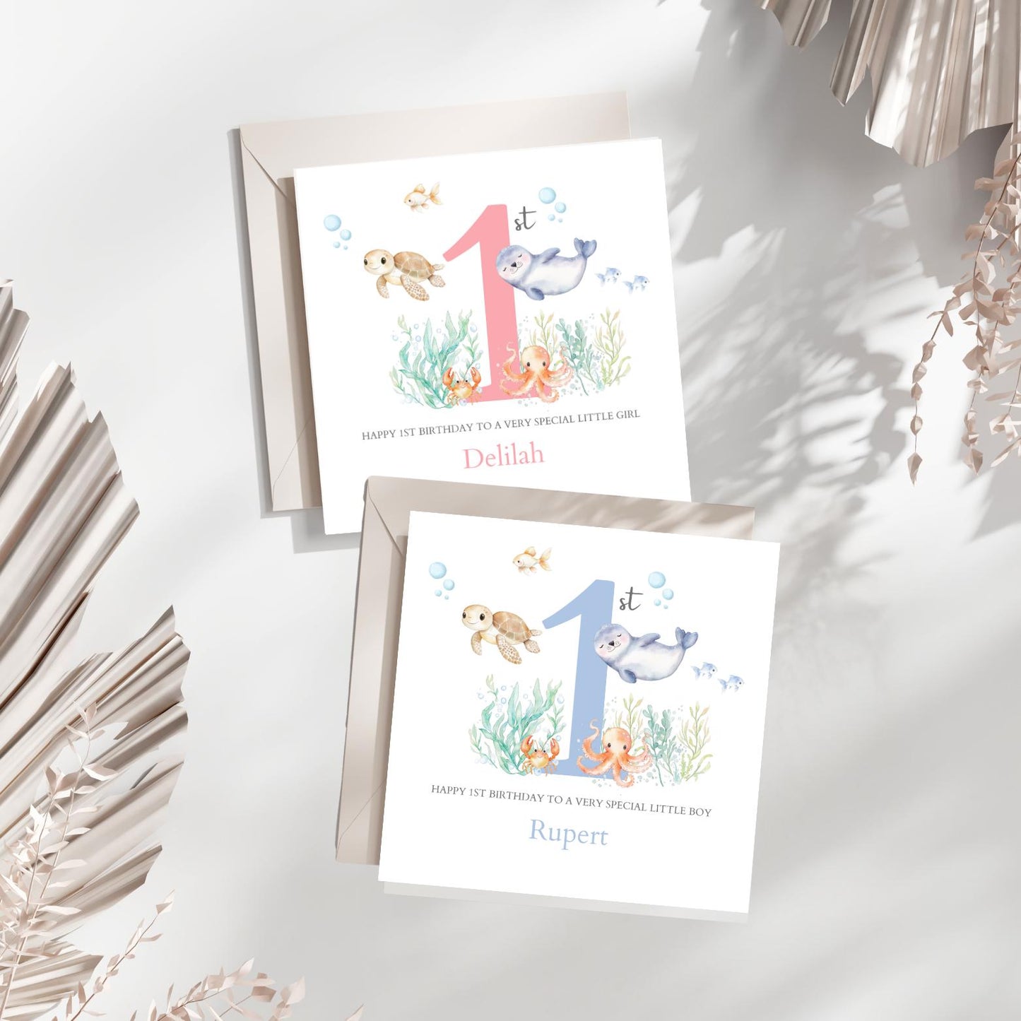 Personalised 1st, 2nd, 3rd Birthday Sea Card| Under the sea Child Card | Birthday Card for Girl and Boy |Birthday Card for Daughter, Son