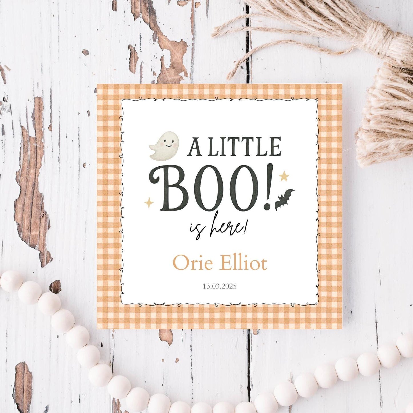 Personalised Halloween New Baby Card| Welcome to the world Halloween card | Halloween Card for new baby | Little Boo is here card
