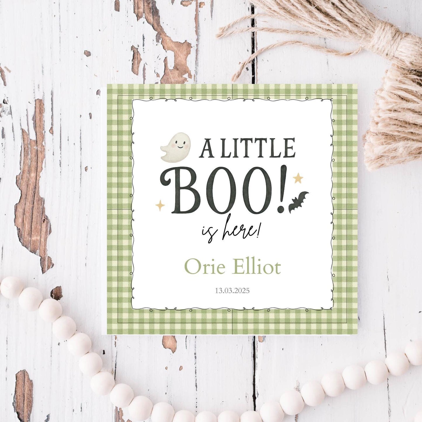 Personalised Halloween New Baby Card| Welcome to the world Halloween card | Halloween Card for new baby |Little Boo is here card