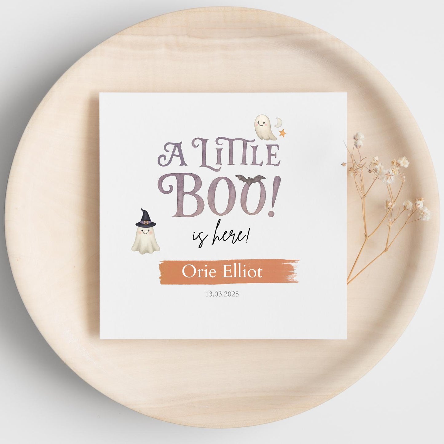 Personalised Halloween New Baby Card| Welcome to the world Halloween card | Halloween Card for new baby| Little Boo is here card