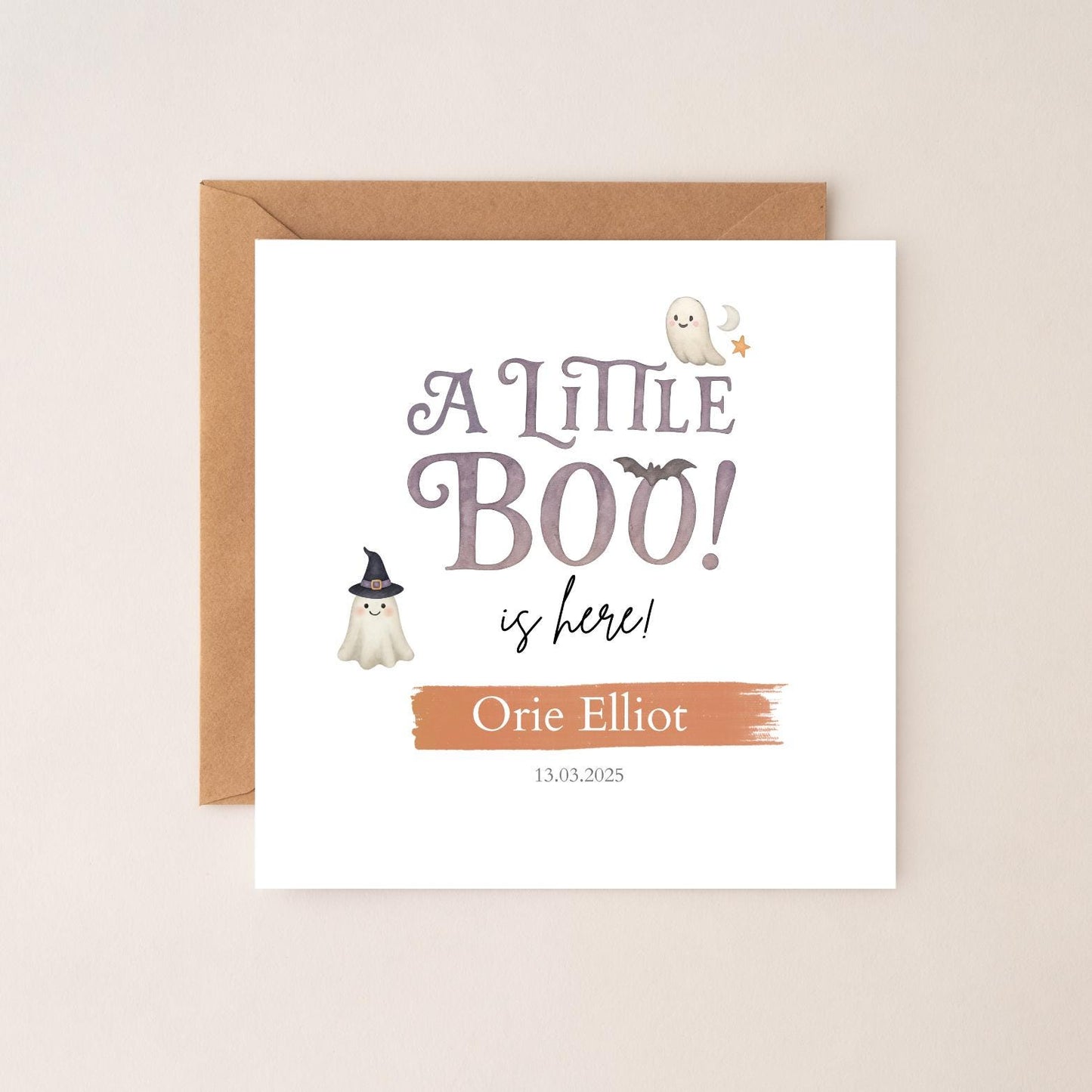 Personalised Halloween New Baby Card| Welcome to the world Halloween card | Halloween Card for new baby| Little Boo is here card