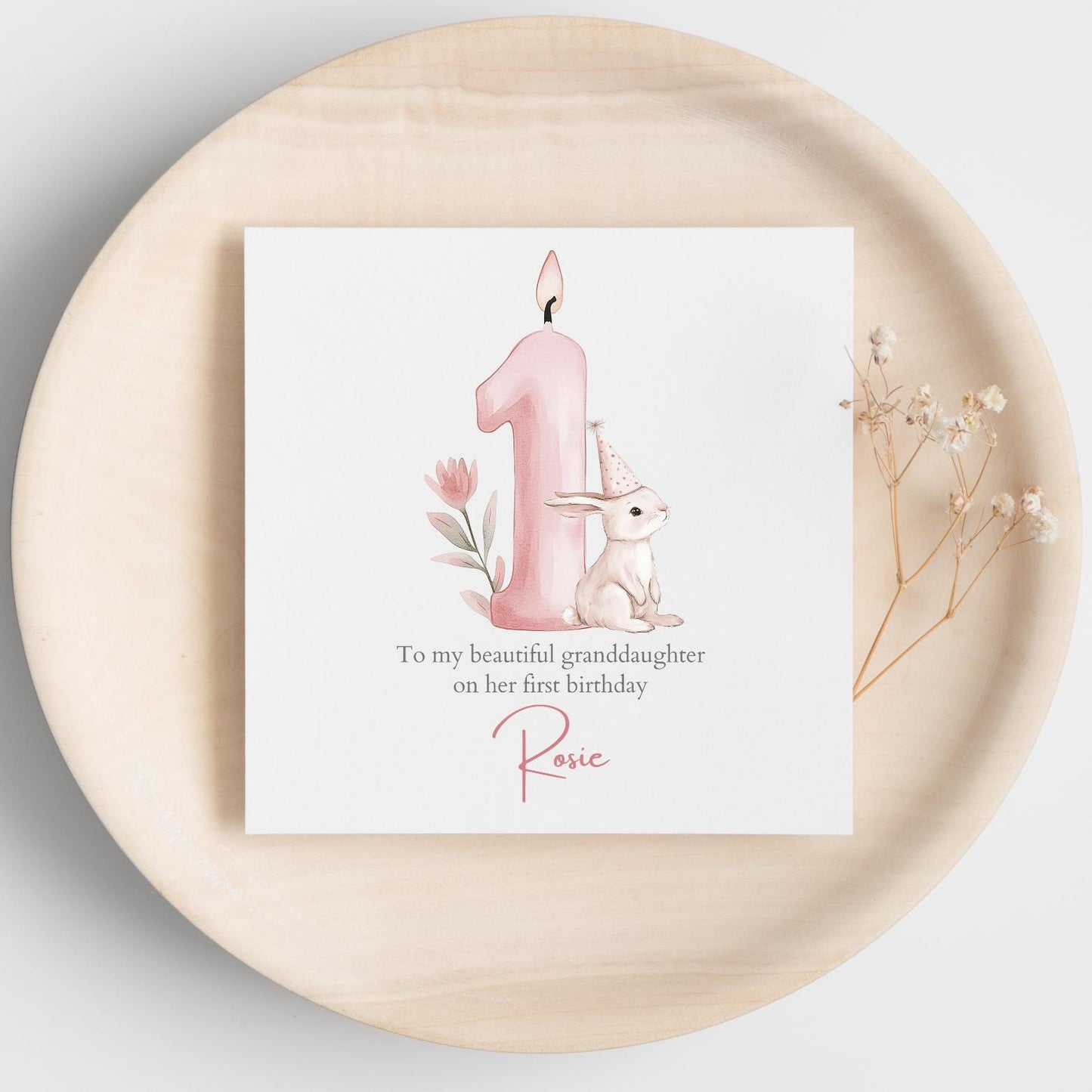Personalised First Birthday Bunny Card| 1st birthday Bunny Card | First Birthday Card for Girl |1st Birthday Card for Granddaughter RD62