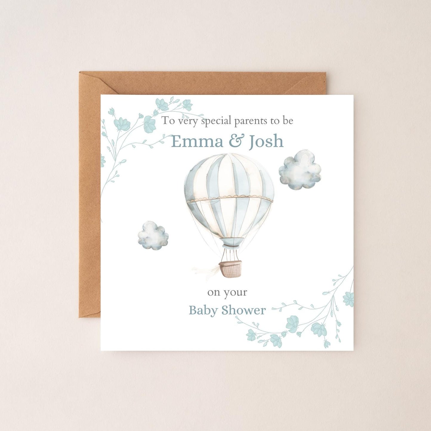 Personalised Mom to Be Card - Baby Shower Card - Blue Balloon Card- Personalised Card For Mum RD49