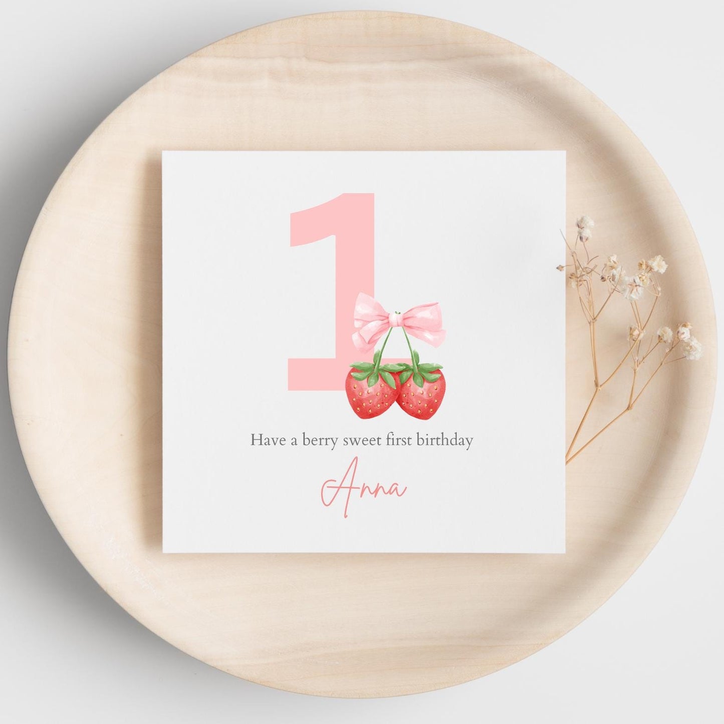 Personalised First Birthday Berry Card| 1st birthday Berry Strawberry Card | First Birthday Card for Girl |Birthday Card for Daughter