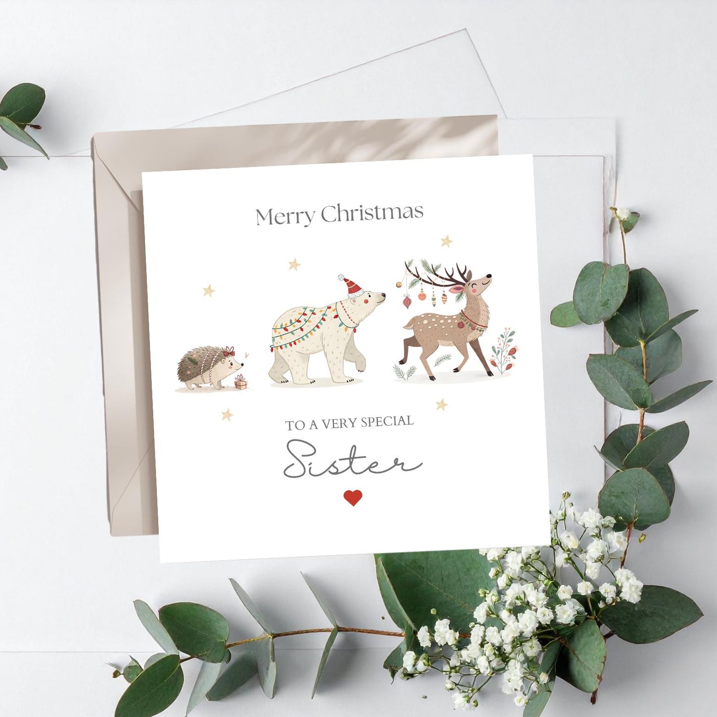 Personalised Sister Christmas Card, Couple, Fiance, Brother & Fiancee Christmas Card, Aunt and Uncle, Friend Xmas Card, Any Relation