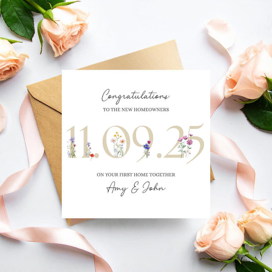 Personalised First Home Card, Congratulations on your First Home Card, First Home Together Card, Happy 1st Home Card With Date
