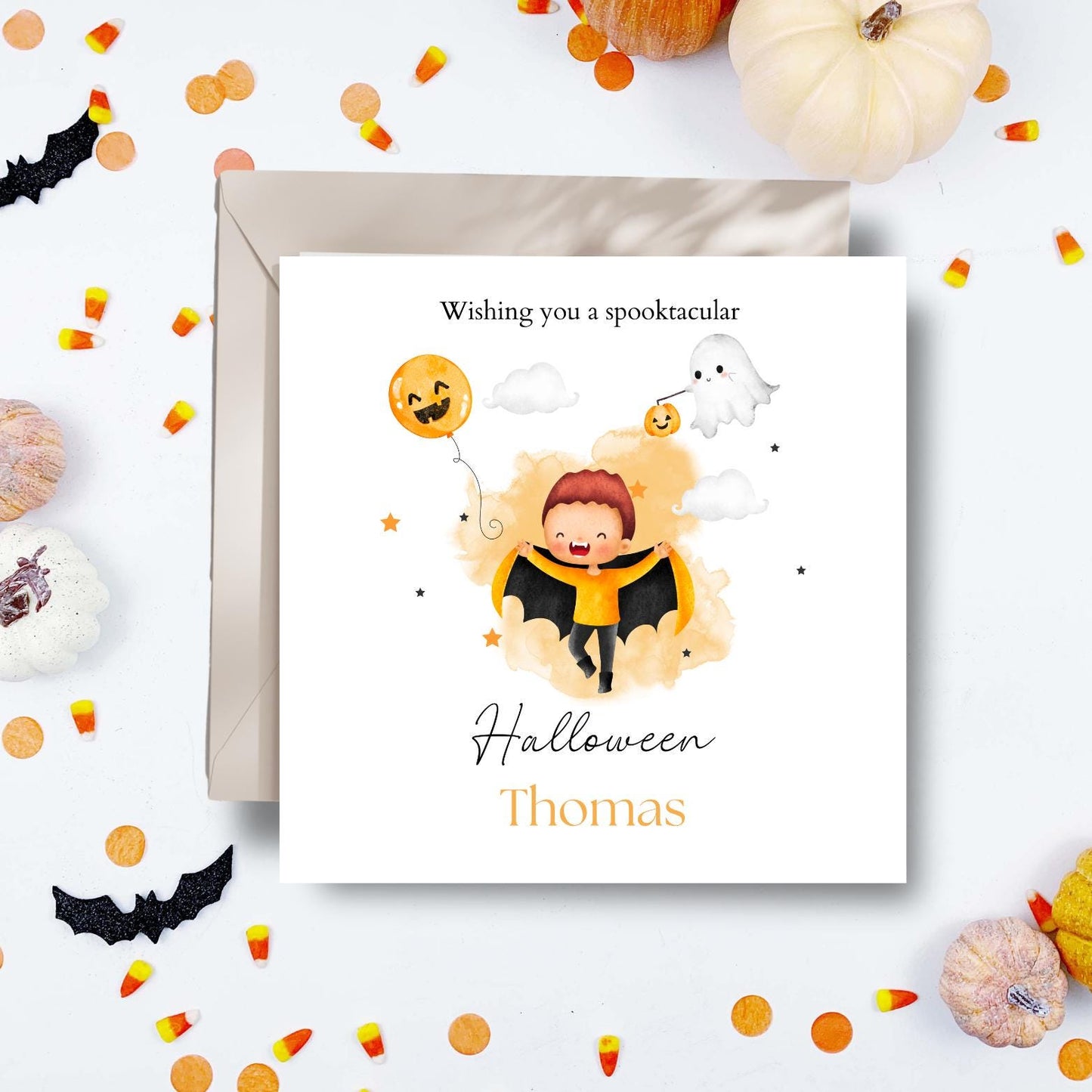 Personalised Halloween Card, Child Halloween Card for Girl and Boy, Halloween Card for her for him