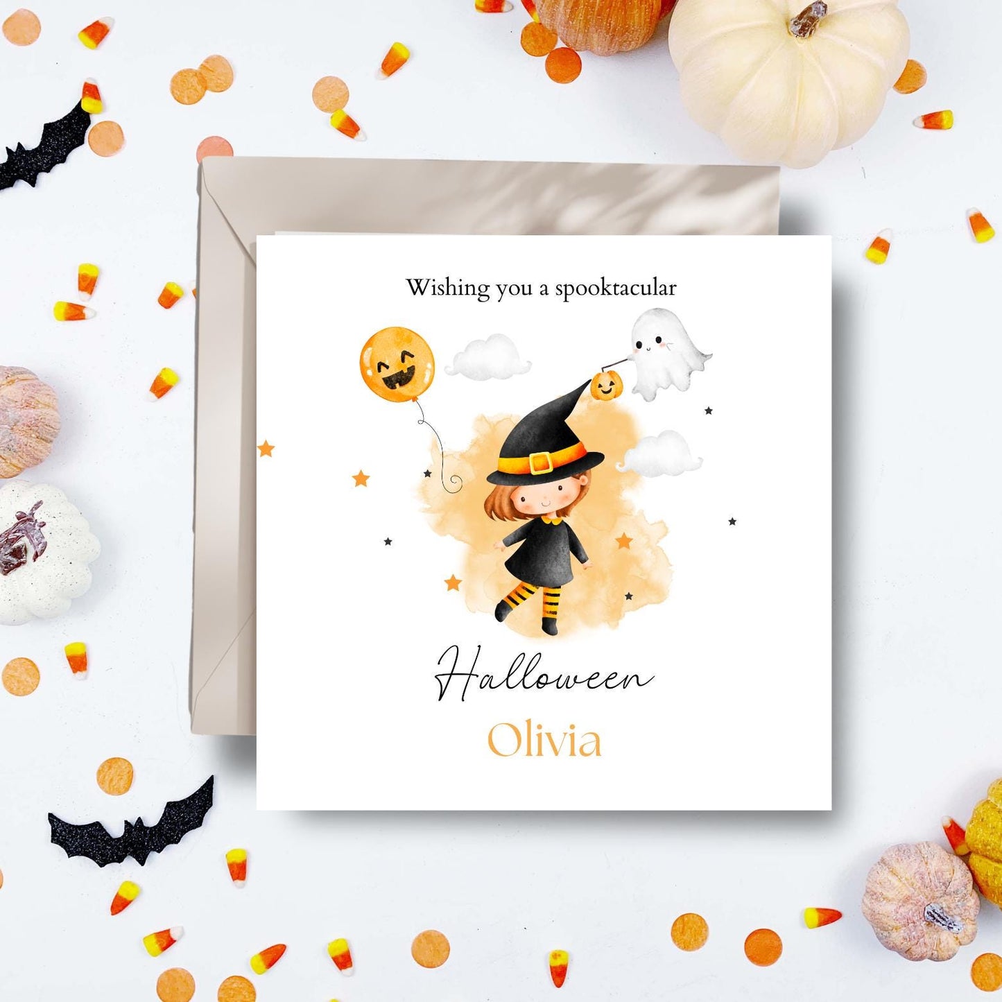 Personalised Halloween Card, Child Halloween Card for Girl and Boy, Halloween Card for her for him