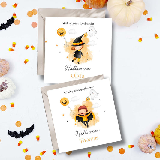 Personalised Halloween Card, Child Halloween Card for Girl and Boy, Halloween Card for her for him