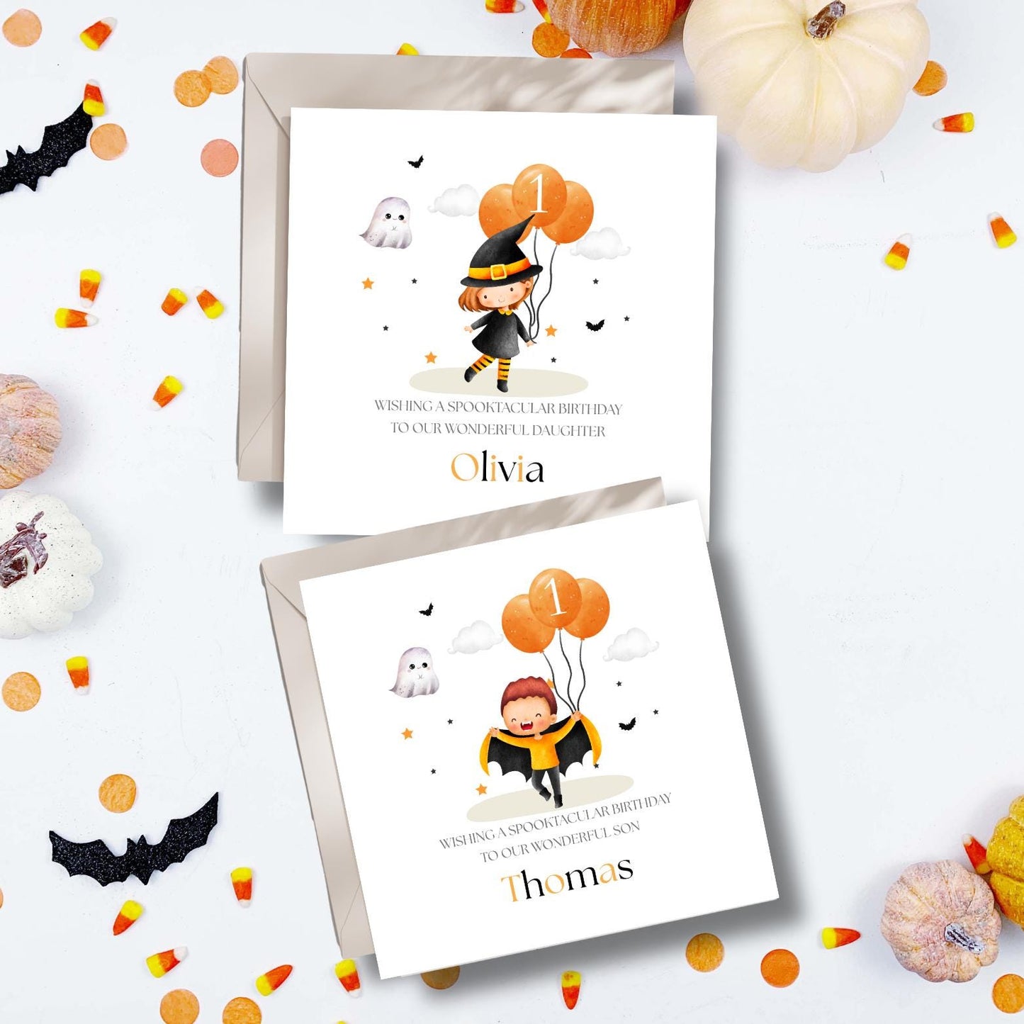 Personalised Halloween Birthday Card| 1st birthday Halloween card | Spooktacular Birthday Card Boy Or Girl, Any Relation & Age