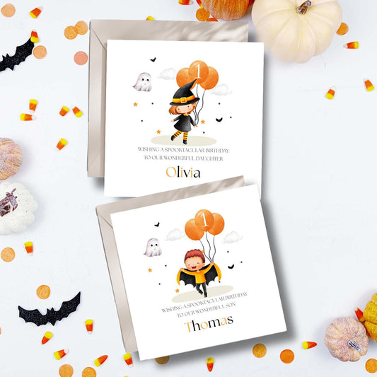 Personalised Halloween Birthday Card| 1st birthday Halloween card | Spooktacular Birthday Card Boy Or Girl, Any Relation & Age