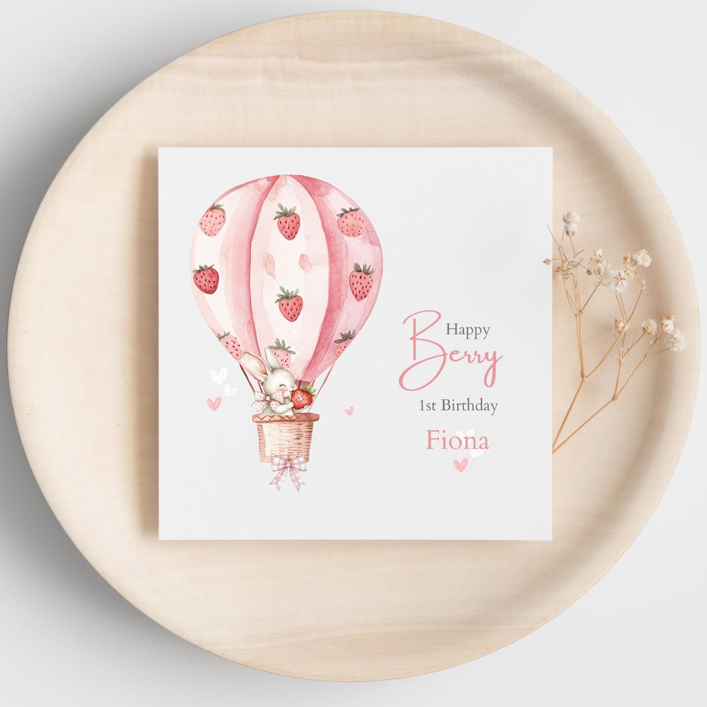 Personalised First Birthday Berry Card| 1st birthday Berry Strawberry Card | First Birthday Card for Girl |Birthday Card for Daughter