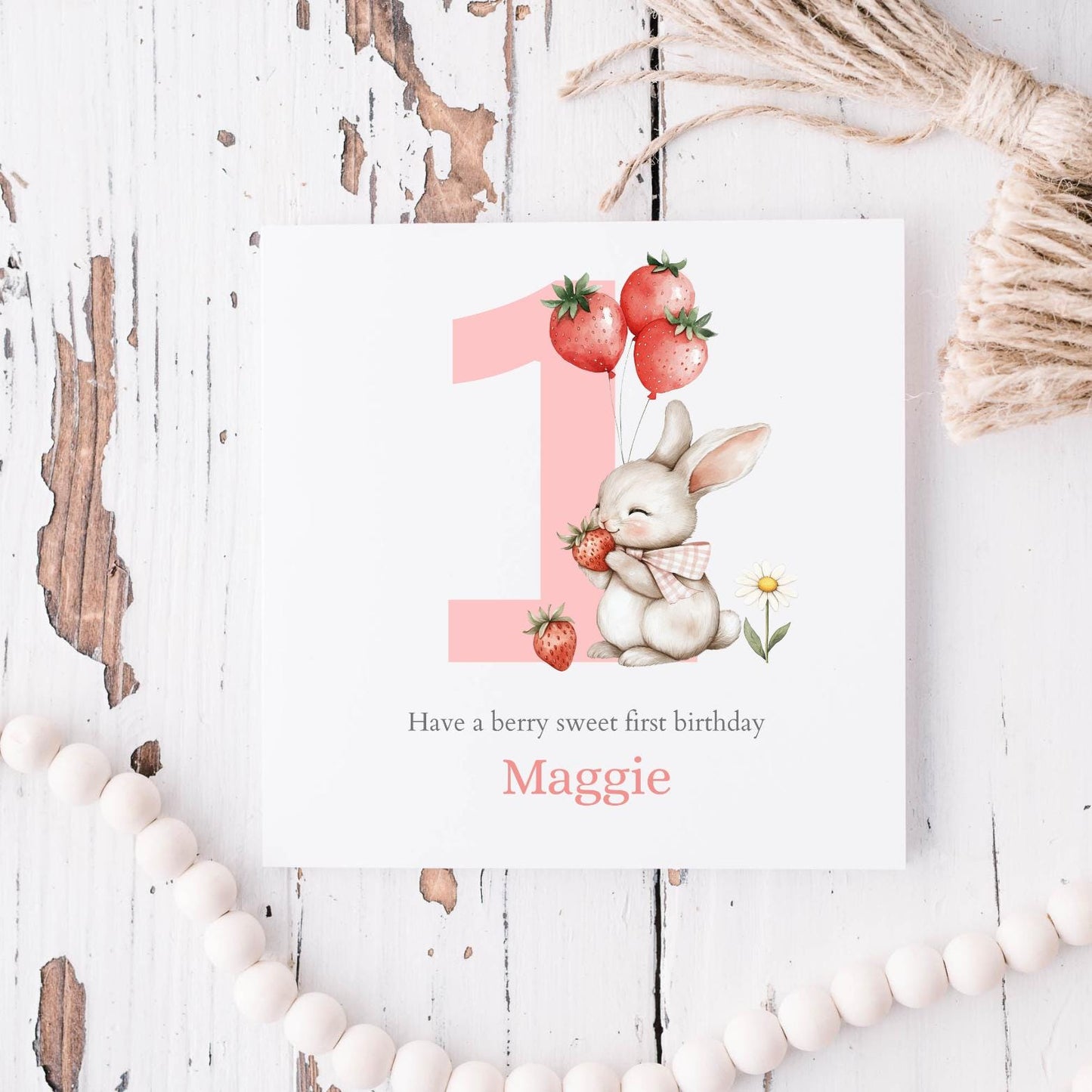 Personalised First Birthday Berry Card| 1st birthday Berry Strawberry Card | First Birthday Card for Girl |Birthday Card for Daughter