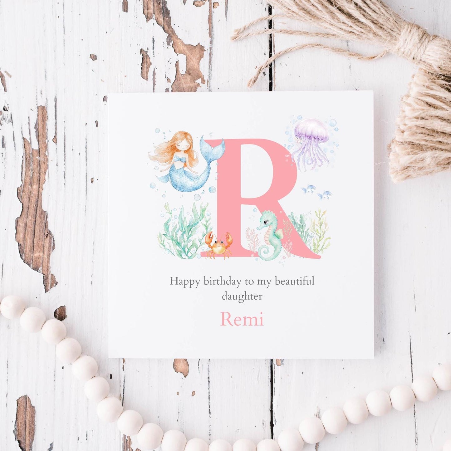 Personalised First Birthday Card Under the sea mermaid | child birthday Ocean card| 1stBirthday Card for Girl, Daughter, Granddaughter