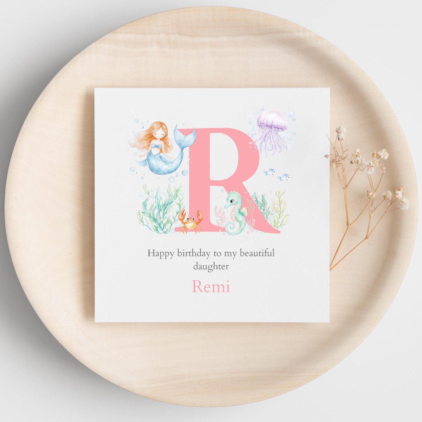 Personalised First Birthday Card Under the sea mermaid | child birthday Ocean card| 1stBirthday Card for Girl, Daughter, Granddaughter