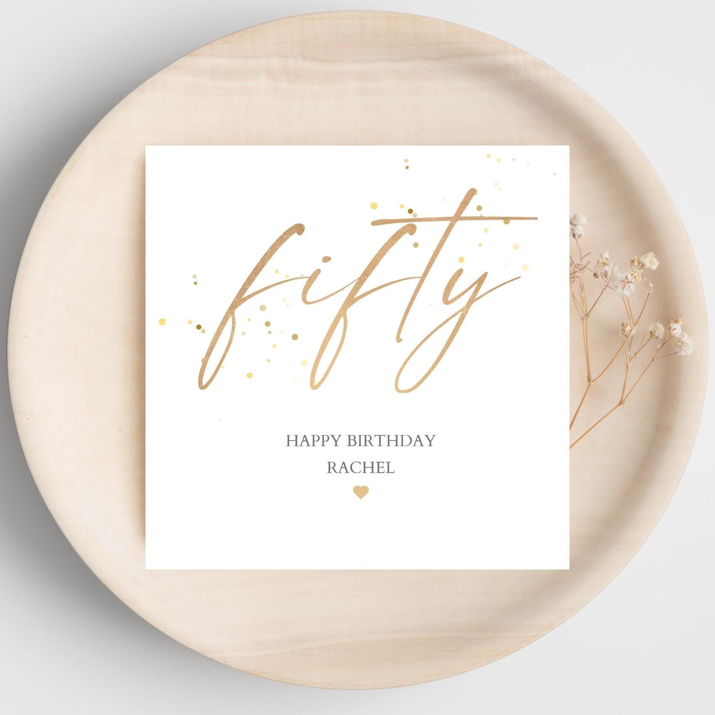 Personalised 50th Birthday Card, Calligraphy Birthday Card, Personalised Gold 30th 40th 50th 60th 70th 90th Birthday Card