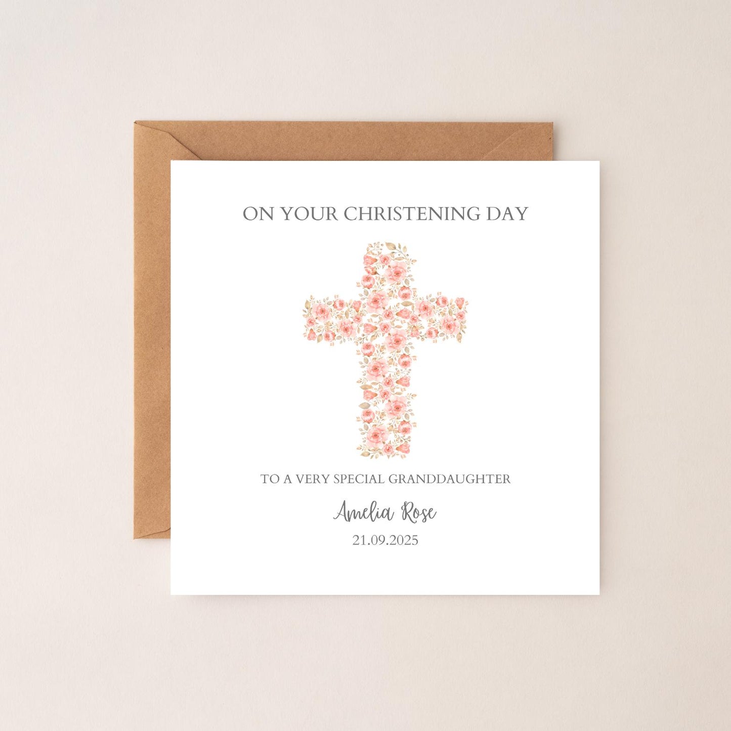 Personalised Goddaughter Christening Card, Baptism Cross Card, Christening card for Girl Granddaughter RD126