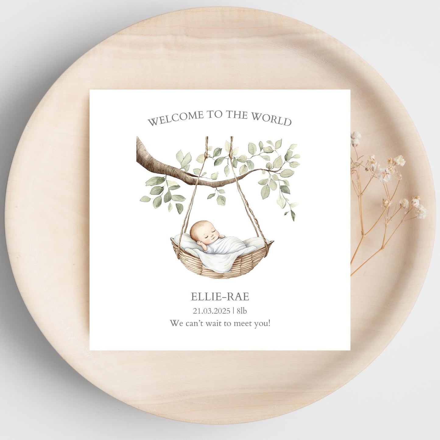 Personalided New Baby Card: Welcome to the World, Neutral Greeting Card