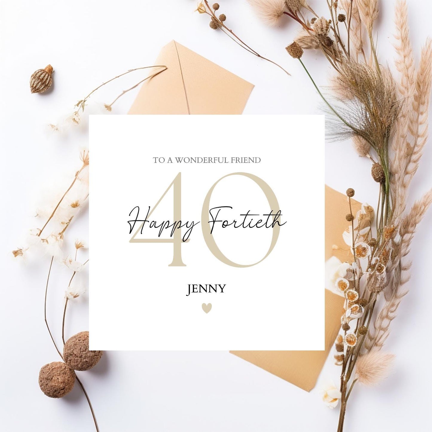 Personalised 50th Birthday Card, Calligraphy Birthday Card,50 Birthday card for her,50 Birthday card for him, Elegant Fiftieth Birthday Card