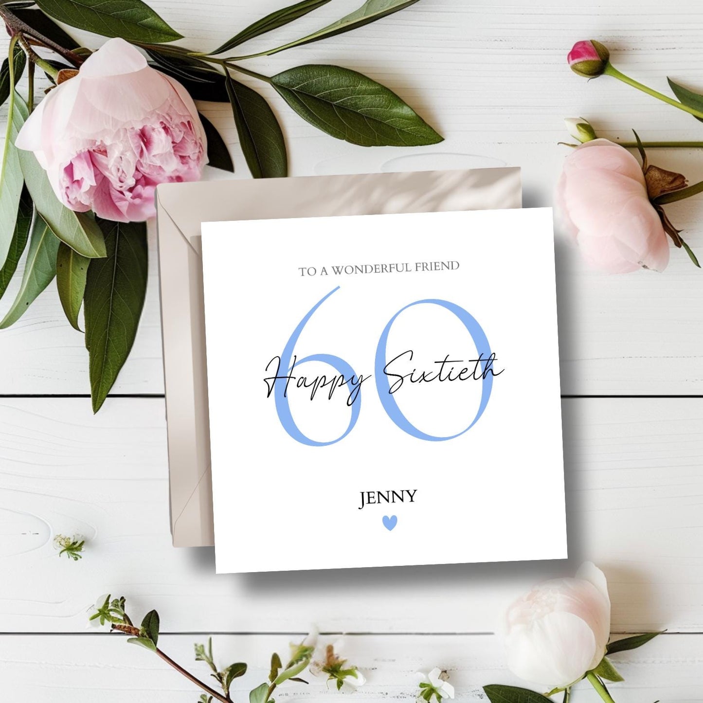 Personalised 60th Birthday Card, Calligraphy Birthday Card,60 Birthday card for her,60 Birthday card for him, Elegant Sixtieth Birthday Card