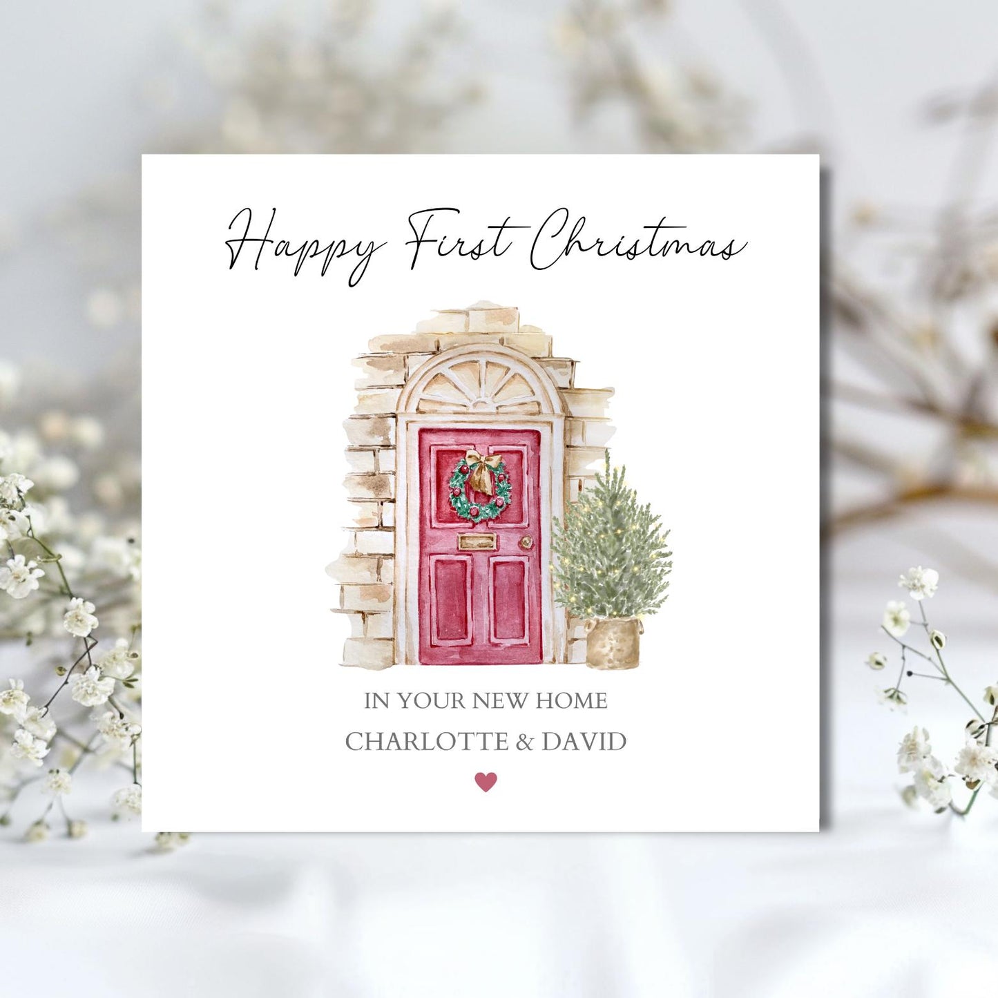 Personalised First Christmas In Your New Home Card, 1st Christmas In Your New Home Card, Personalised Christmas Door Greetings Card