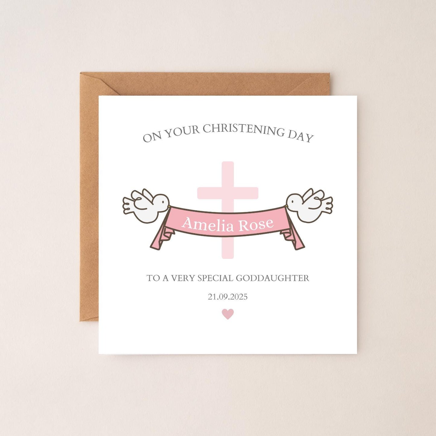 Personalised Christening Card Godson and Goddaughter, Baptism Card Boy or Girl, Baby Baptism Card, Any relation
