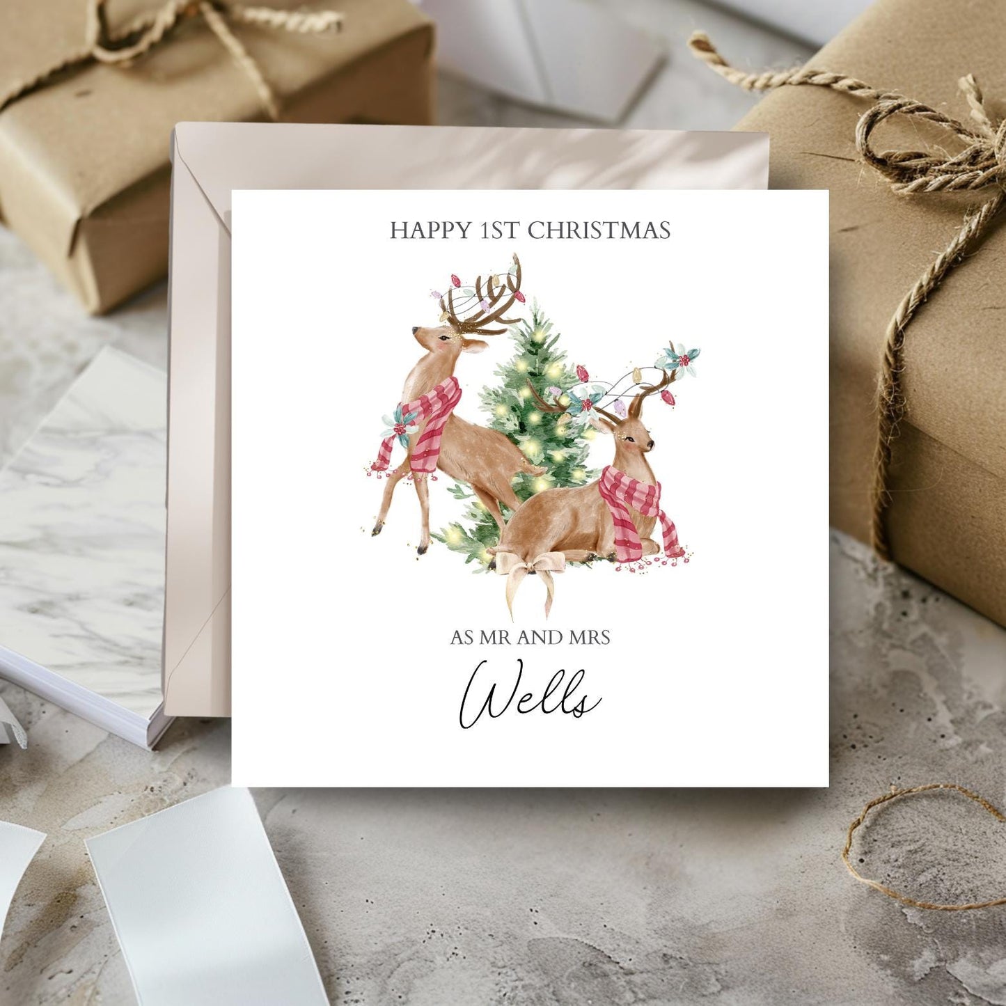 Personalised Special Couple Christmas Card, Couple Friend Reindeer Christmas Card, Xmas Card Daughter, Son, In Law's Any Relation